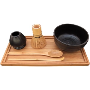 image:imageBambooMN Brand  Matcha Bowl Set Includes Bowl RestTea Whisk Chasaku Tea Spoon amp Tray 1 Set Shimmering BlueBlack