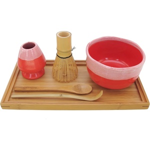 image:imageBambooMN Brand  Matcha Bowl Set Includes Bowl RestTea Whisk Chasaku Tea Spoon amp Tray 1 Set Shimmering BlueCoral