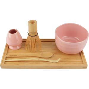 image:imageBambooMN Brand  Matcha Bowl Set Includes Bowl RestTea Whisk Chasaku Tea Spoon amp Tray 1 Set Shimmering BluePink