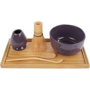 image:imageBambooMN Brand  Matcha Bowl Set Includes Bowl RestTea Whisk Chasaku Tea Spoon amp Tray 1 Set Shimmering BluePurple