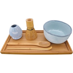 image:imageBambooMN Brand  Matcha Bowl Set Includes Bowl RestTea Whisk Chasaku Tea Spoon amp Tray 2 Sets Shimmering Blue