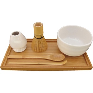 image:imageBambooMN Brand  Matcha Bowl Set Includes Bowl RestTea Whisk Chasaku Tea Spoon amp Tray 2 Sets White