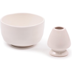image:imageBambooMN Brand  Matcha Ceramic Set  Matcha Bowl and Whisk Holder  1 Set Deep Red with BlackWhite