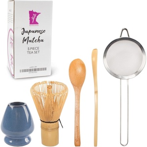 image:imageBambooMN Brand  Matcha Green Tea Whisk Set  Black  5Piece Set  Bamboo Tea AccessoriesDeep Blue