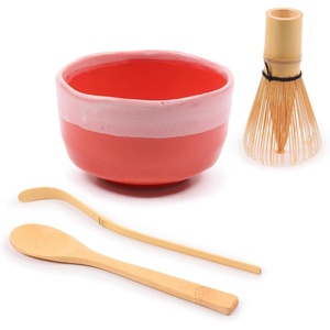 image:imageBambooMN Brand  Matcha Green Tea Whisk Set  Whisk  Scoop  Tea Spoon  Soft Light Green BowlCoral  Set