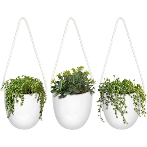 image:imageBambooMN Ceramic Succulent Pots  4 Pots  Bucket Shape  with Rope  White  34 Long1