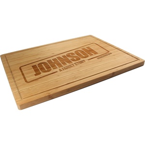 image:imageBambooMN Custom Laser Engraved Bamboo Cutting Board  Couple Initials in Heart  1 Piece  11 x 11 x 075 GroovedA Family Story