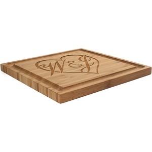 image:imageBambooMN Custom Laser Engraved Bamboo Cutting Board  Couple Initials in Heart  1 Piece  11 x 11 x 075 GroovedCouple Initials in Heart