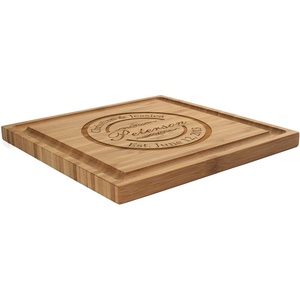 image:imageBambooMN Custom Laser Engraved Bamboo Cutting Board  Couple Initials in Heart  1 Piece  11 x 11 x 075 GroovedFamily Name Circle