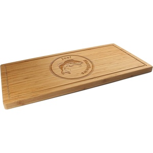 image:imageBambooMN Custom Laser Engraved Bamboo Cutting Board  Couple Initials in Heart  1 Piece  11 x 11 x 075 GroovedFish w Name in Circle