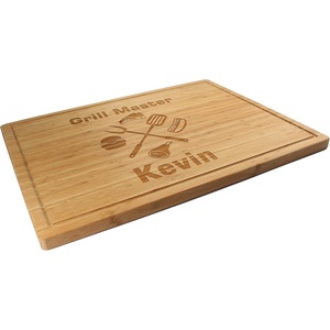 image:imageBambooMN Custom Laser Engraved Bamboo Cutting Board  Couple Initials in Heart  1 Piece  11 x 11 x 075 GroovedGrill Master