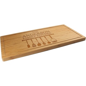 image:imageBambooMN Custom Laser Engraved Bamboo Cutting Board  Couple Initials in Heart  1 Piece  11 x 11 x 075 GroovedKitchen Utensils w Family Name