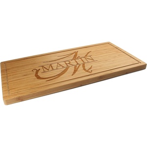 image:imageBambooMN Custom Laser Engraved Bamboo Cutting Board  Couple Initials in Heart  1 Piece  11 x 11 x 075 GroovedName  Letter Brushed Style