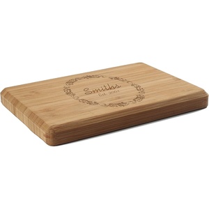 image:imageBambooMN Custom Laser Engraved Bamboo Cutting Board  Couple Initials in Heart  1 Piece  11 x 11 x 075 GroovedThin Swirl Circle