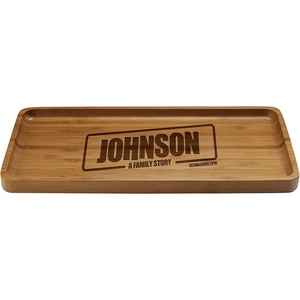image:imageBambooMN Custom Laser Engraved Bamboo Serving Tray  A Family Story  17 x 13 x 075  Square Edge  1 PieceA Family Story
