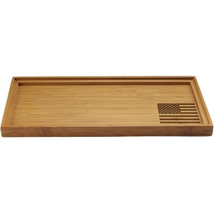 image:imageBambooMN Custom Laser Engraved Bamboo Serving Tray  A Family Story  17 x 13 x 075  Square Edge  1 PieceAmerican Flag