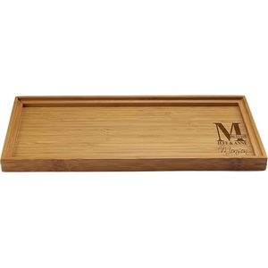 image:imageBambooMN Custom Laser Engraved Bamboo Serving Tray  A Family Story  17 x 13 x 075  Square Edge  1 PieceFamily Name  Letter   Date