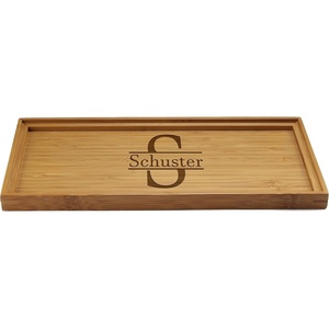image:imageBambooMN Custom Laser Engraved Bamboo Serving Tray  A Family Story  17 x 13 x 075  Square Edge  1 PieceFamily Name W Letter