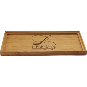 image:imageBambooMN Custom Laser Engraved Bamboo Serving Tray  A Family Story  17 x 13 x 075  Square Edge  1 PieceFamily Name W Script Letter
