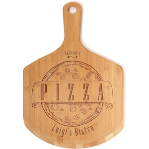 image:imageBambooMN Custom Laser Engraved Small Wooden OvenPizza Peel Paddle  17x12x05  PizzeriaBistro