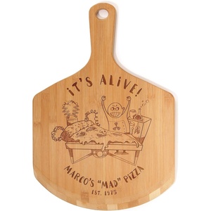 image:imageBambooMN Custom Laser Engraved Small Wooden OvenPizza Peel Paddle  17x12x05  PizzeriaFranken Pizza