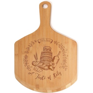 image:imageBambooMN Custom Laser Engraved Small Wooden OvenPizza Peel Paddle  17x12x05  PizzeriaTaste Italy