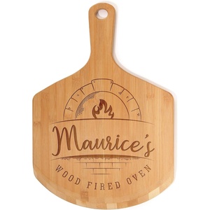 image:imageBambooMN Custom Laser Engraved Small Wooden OvenPizza Peel Paddle  17x12x05  PizzeriaWood Fired