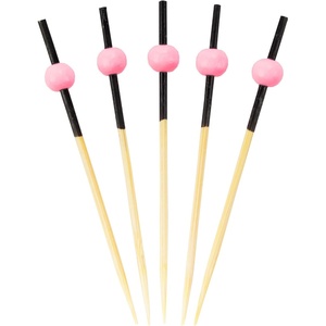 image:imageBambooMN Decorative Ball End Cocktail Fruit Sandwich Picks Skewers for Catered Events Holidays Restaurants or Buffets Party Supplies  275 Assorted 1000 PiecesPink