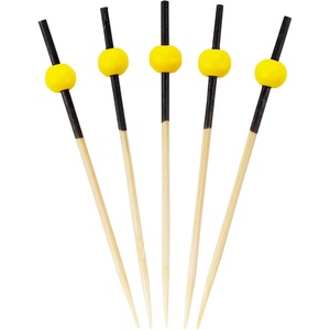 image:imageBambooMN Decorative Ball End Cocktail Fruit Sandwich Picks Skewers for Catered Events Holidays Restaurants or Buffets Party Supplies  39 Silver 300 PcsBright Yellow