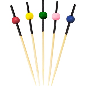 image:imageBambooMN Decorative Ball End Cocktail Fruit Sandwich Picks Skewers for Catered Events Holidays Restaurants or Buffets Party Supplies  39 Silver 300 Pcs5 Color Assortment