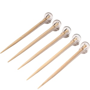 image:imageBambooMN Decorative Ball End Cocktail Fruit Sandwich Picks Skewers for Catered Events Holidays Restaurants or Buffets Party Supplies  47 Blue 100 pcsClear