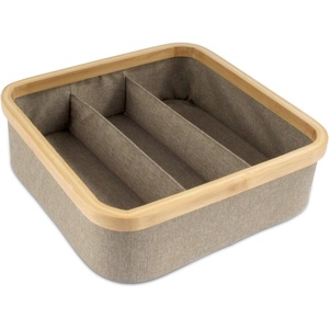 image:imageBambooMN Dresser Drawer Organizer Bamboo  3 Cells  GrayBrown