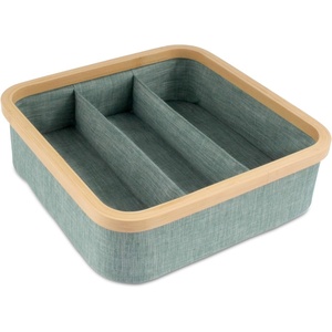 image:imageBambooMN Dresser Drawer Organizer Bamboo  3 Cells  GrayGreen