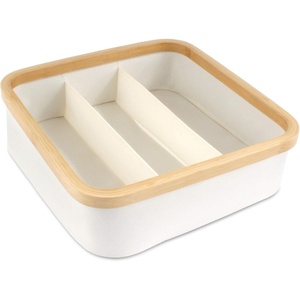 image:imageBambooMN Dresser Drawer Organizer Bamboo  3 Cells  GrayWhite