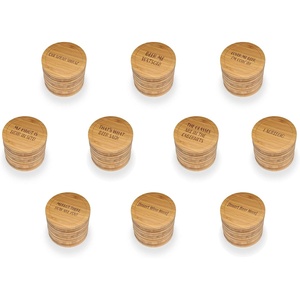 image:imageBambooMN Engraved Round Bamboo Coasters  BeerWine Theme  Assortment B  4 UnitsAssortment E