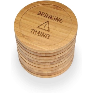 image:imageBambooMN Engraved Round Bamboo Coasters  Simple Phrases  Youre Getting Thirsty  10 UnitsDrinking Trainee