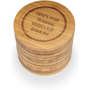 image:imageBambooMN Engraved Round Bamboo Coasters  Simple Phrases  Youre Getting Thirsty  10 UnitsTraining Wheels for Drinking