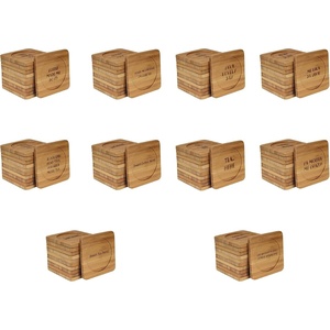 image:imageBambooMN Engraved Square Bamboo Coasters  CoffeeTea Theme  Assortment B  4 UnitsAssortment E