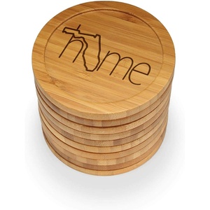 image:imageBambooMN Engraved Square Bamboo Coasters  Home wState  Style 2  California  100 UnitsFloridaround