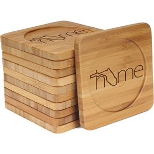 image:imageBambooMN Engraved Square Bamboo Coasters  Home wState  Style 2  California  100 UnitsFloridasquare