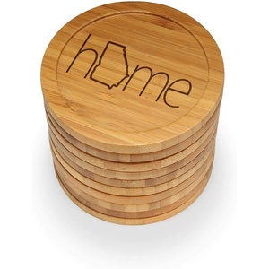 image:imageBambooMN Engraved Square Bamboo Coasters  Home wState  Style 2  California  100 UnitsGeorgiaround