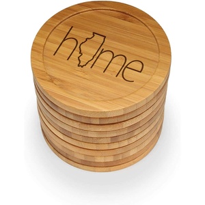 image:imageBambooMN Engraved Square Bamboo Coasters  Home wState  Style 2  California  100 UnitsIllinoisround