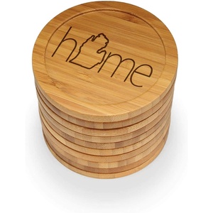 image:imageBambooMN Engraved Square Bamboo Coasters  Home wState  Style 2  California  100 UnitsMichiganround