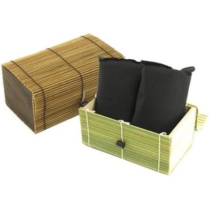 image:imageBambooMN Granulated Bamboo Charcoal Odor Absorber Bag in Decorative 625 x 35 x 3 Box 4 PiecesGreen and Brown