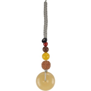 image:imageBambooMN Harmony Jade Donut Healing Necklace  Colorful Chakra Gemstone Keychains  Stone Disc Balancing PendantsJade Keychain  Style D