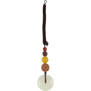 image:imageBambooMN Harmony Jade Donut Healing Necklace  Colorful Chakra Gemstone Keychains  Stone Disc Balancing PendantsJade Keychain  Style a