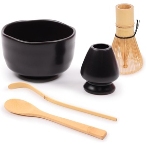 image:imageBambooMN Matcha Bowl Set Includes Bowl Rest Tea Whisk Chasaku amp Tea Spoon 1 Set Mint GreenBlack