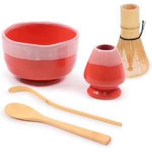 image:imageBambooMN Matcha Bowl Set Includes Bowl Rest Tea Whisk Chasaku amp Tea Spoon 1 Set Mint GreenCoral