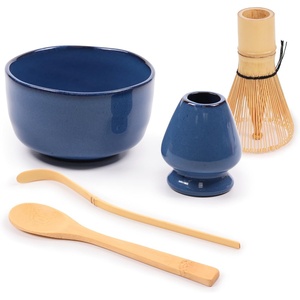 image:imageBambooMN Matcha Bowl Set Includes Bowl Rest Tea Whisk Chasaku amp Tea Spoon 1 Set Mint GreenDark Blue