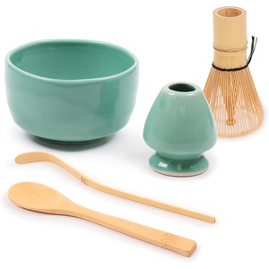 image:imageBambooMN Matcha Bowl Set Includes Bowl Rest Tea Whisk Chasaku amp Tea Spoon 1 Set Mint GreenGreen